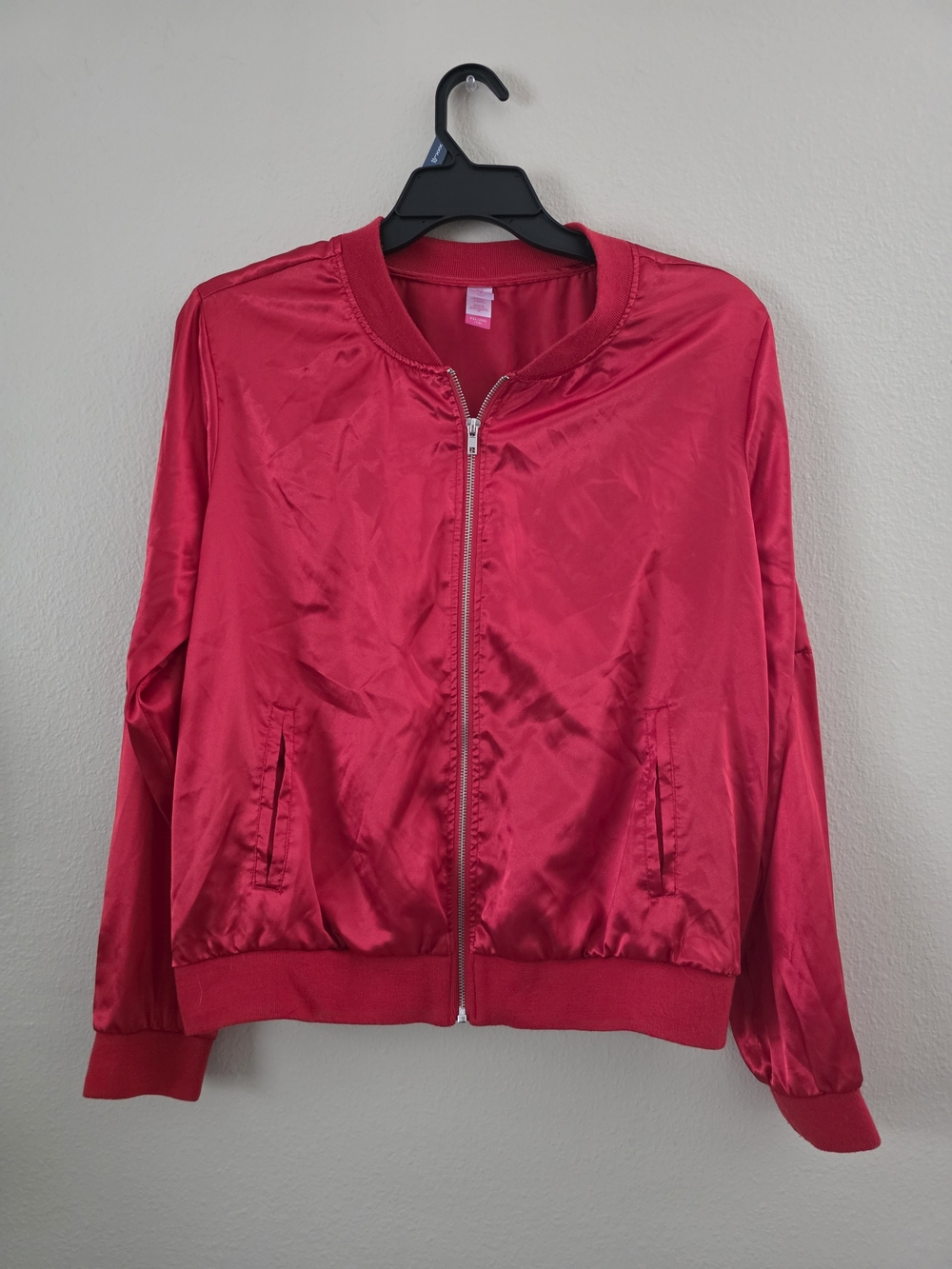 No Boundaries Pink Satin Bomber Jacket